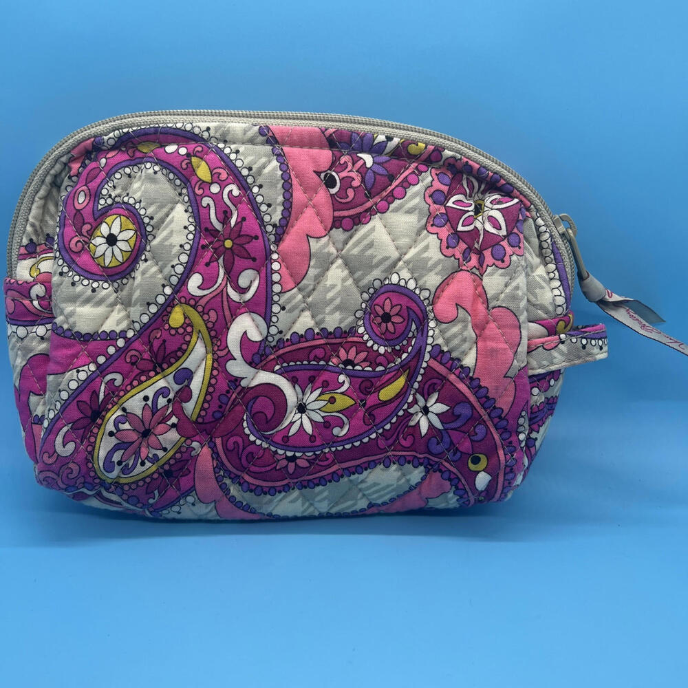 Vera Bradley Travel Zip Bag Toiletries Jewelry Make Up Coral PVC Lined 6.5”x8.5”